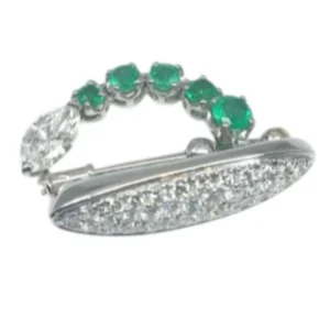 Pt/Pm900 エメラルド ダイヤ ブローチ 0.55ct
