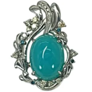 K18WG カルセドニー ダイヤ ネックレス/ペンダントトップ 17.7ct 14.7g