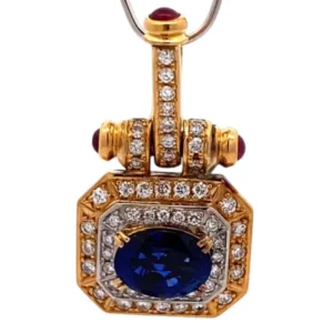 K18 サファイア ダイヤ ネックレスペンダントトップ 3.06ct