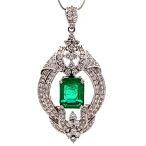 Pt･Pm900 エメラルド ダイヤ ネックレス/ペンダントトップ 4.78ct