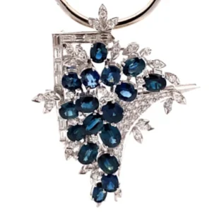 Pt・Pm900 サファイア ダイヤ ブローチ 9.41ct