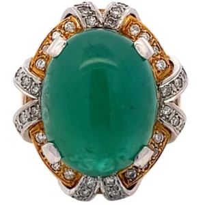 Pt900・K18 エメラルド ダイヤ リング 14.82ct