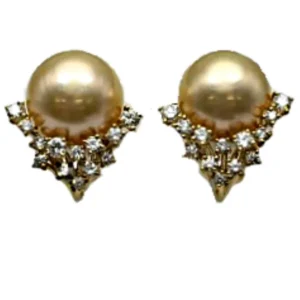 K18 真珠・パール ダイヤ ピアス 約11㎜ 11.4g