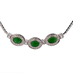 Pt850/Pt900 翡翠（ヒスイ）ダイヤ ネックレス/ペンダントトップ 3.38ct 22.3g