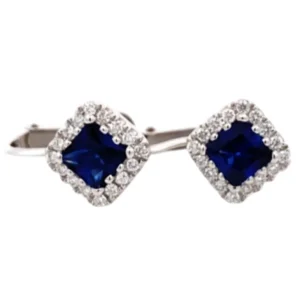 K14WG サファイア ダイヤ イヤリング 1.16ct