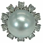 Pt･Pm900 真珠・パール ダイヤ リング