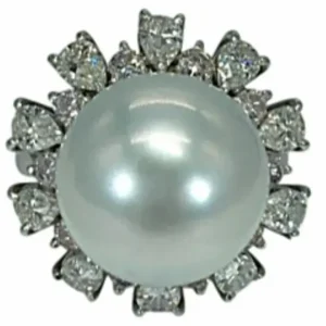 Pt･Pm900 真珠・パール ダイヤ リング