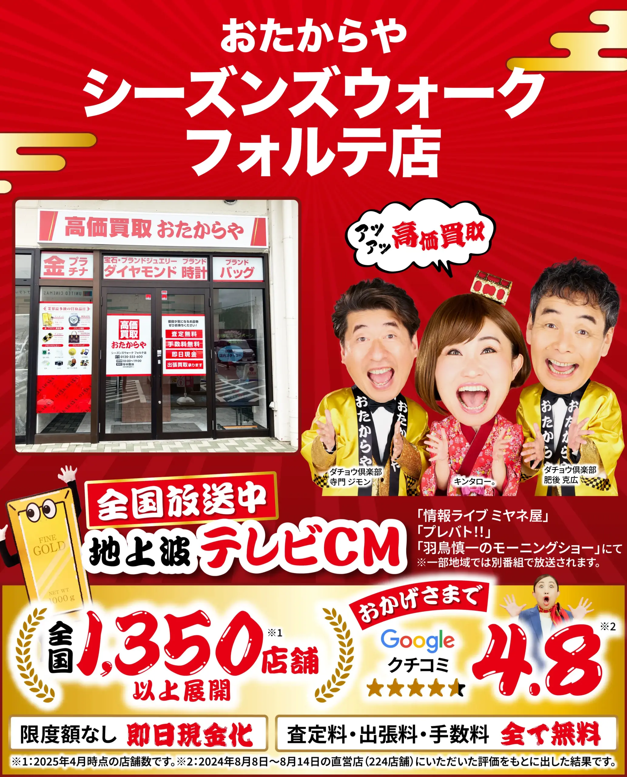ダイヤモンド・宝石高価買取！googleクチコミ4.8、全国1,200店舗以上！