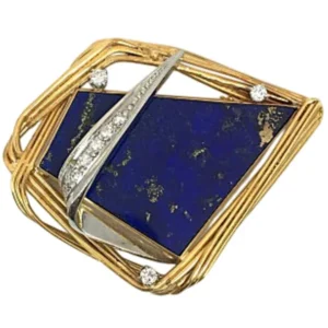 K18 ラピスラズリ ダイヤ ブローチ 0.18ct