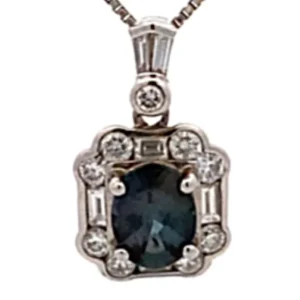 Pt850/Pt900 アレキサンドライト ダイヤ ネックレス/ペンダントトップ 1.02ct 4.8g