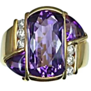 K18 アメジスト ダイヤ リング 5.23ct 11.2g