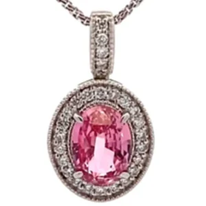 Pt900/K18WG パパラチアサファイア ダイヤ ネックレス/ペンダントトップ 1.534ct