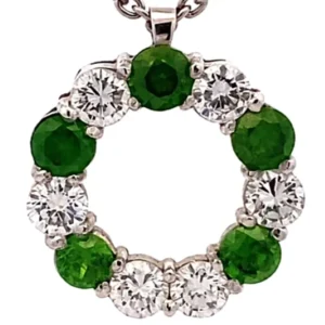 Pt850/Pt900 デマントイドガーネット ダイヤ ネックレス/ペンダントトップ 1.56ct
