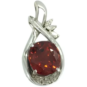 K18WG スペサルティンガーネット ダイヤ ネックレス/ペンダントトップ 8.04ct