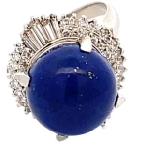 Pt/Pm900 ラピスラズリ ダイヤ リング 0.78ct