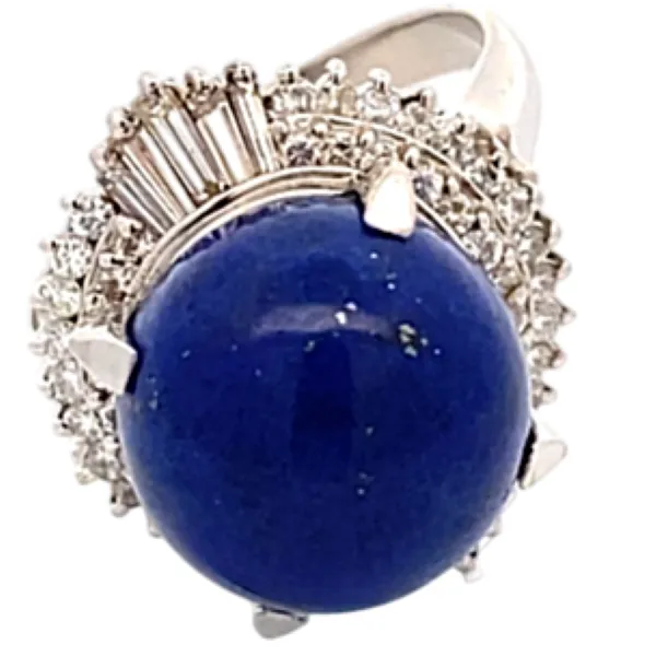 Pt/Pm900 ラピスラズリ ダイヤ リング 0.78ct