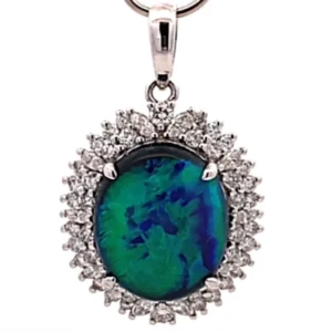 Pt900 ブラックオパール ダイヤ ネックレス/ペンダントトップ 6.5ct