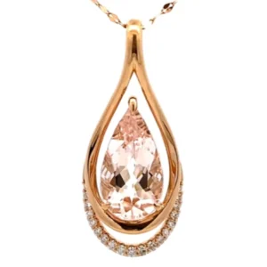 K18 モルガナイト ダイヤ ネックレス/ペンダントトップ 3.8ct