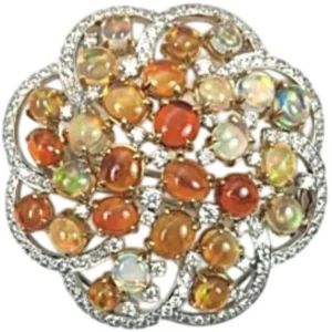 K18 オパール ダイヤ ブローチ 14.49ct