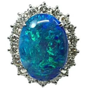 Pt/Pm900 ブラックオパール ダイヤ リング 13.93ct