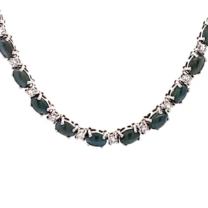 K18WG アレキサンドライトキャッツアイ ダイヤ ネックレス/ペンダントトップ 21.0ct 24.8g