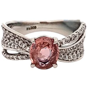 Pt/Pm900 パパラチアサファイア ダイヤ リング 1.61ct