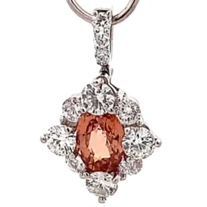 Pt/Pm900 パパラチアサファイア ダイヤ ネックレス/ペンダントトップ1.059ct