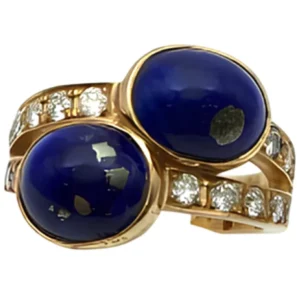 K18 ラピスラズリ ダイヤ リング 0.65ct