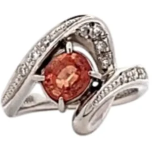 Pt/Pm900 パパラチアサファイア ダイヤ リング 1.341ct