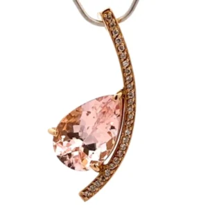 K18 モルガナイト ダイヤ ネックレス/ペンダントトップ 5.23ct