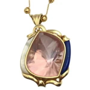 K18 モルガナイト 白石 青石 ネックレス/ペンダントトップ 53.35ct