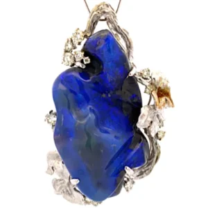 K18WG ブラックオパール ダイヤ ブローチ 95.71ct