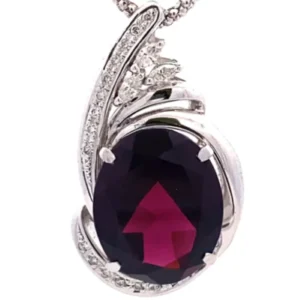 K18WG ガーネット ダイヤ ネックレス/ペンダントトップ 12.06ct