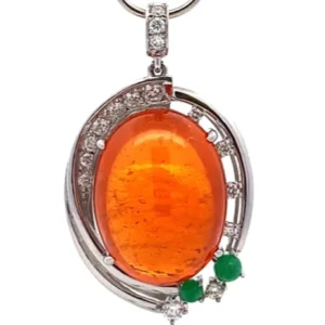K18WG スペサルティンガーネット 多色石 ネックレス/ペンダントトップ 24.403ct