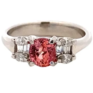 Pt/Pm900 パパラチアサファイア ダイヤ リング 1.023ct