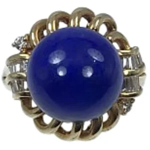 K18 ラピスラズリ ダイヤ リング 0.31ct