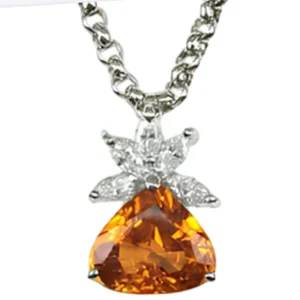 Pt900/K18WG スペサルティンガーネット ダイヤ ネックレス/ペンダントトップ 5.36ct