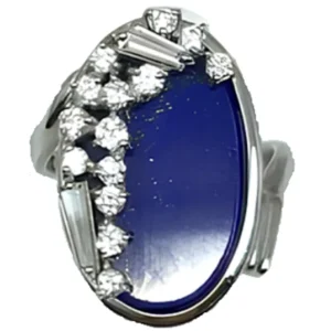 Pt/Pm900 ラピスラズリ ダイヤ リング 0.7ct