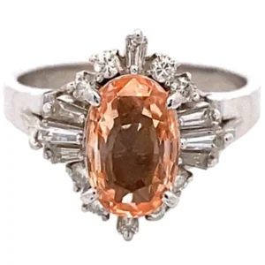 Pt/Pm900 パパラチアサファイア ダイヤ リング 2.57ct