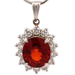 Pt/Pm900 スペサルティンガーネット ダイヤ ネックレス/ペンダントトップ 4.075ct