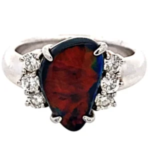 Pt/Pm900 ブラックオパール ダイヤ リング 2.591ct