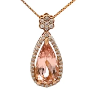 K18 モルガナイト ダイヤ ネックレス/ペンダントトップ 3.62ct