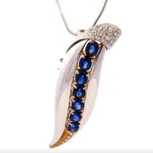 K18 サファイア ダイヤ ブローチ 4.43ct