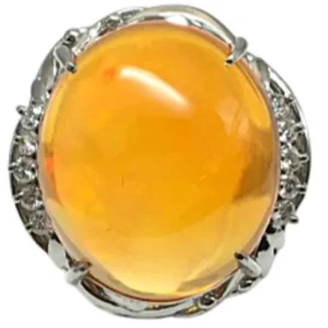 Pt/Pm900 ファイヤーオパール（火蛋白石）ダイヤ リング 12.25ct