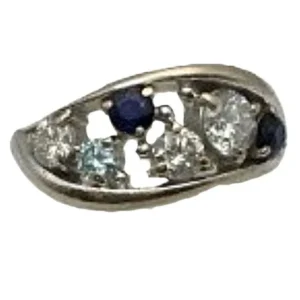 K18WG ブルーダイヤ リング 0.07ct