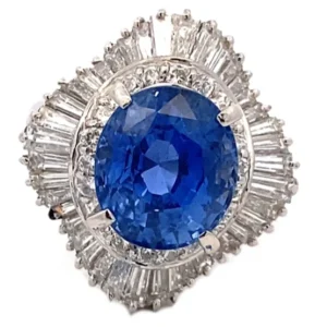 Pt･Pm900 スリランカ産サファイア リング 6.23ct