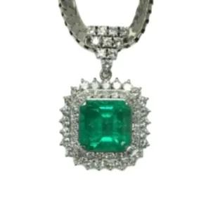 Pt850/Pt900 コロンビア産エメラルド・ダイヤモンド ネックレス 8.84ct
