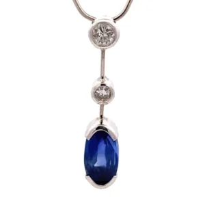 Pt･Pm900 ビルマ産非加熱ブルーサファイア ダイヤモンド ネックレス 4.37ct