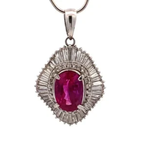 Pt･Pm900 ビルマ産パープルレッドルビー ダイヤモンド ペンダントトップ 5.045ct