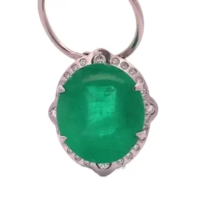 Pt･Pm900 コロンビア産エメラルド・ダイヤモンド ペンダントトップ 55.82ct